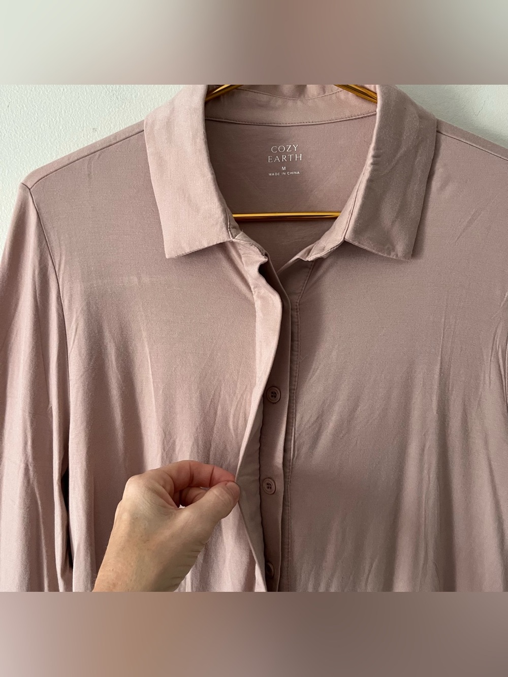 Cozy Earth Dusty Rose Bamboo Button Front Pajama Top M - Picture 4 of 8